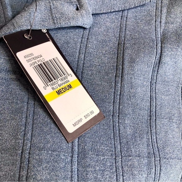 NWT Van Heusen long sleeve polo shirt textured windowpane plaid blue Medium - Picture 5 of 7